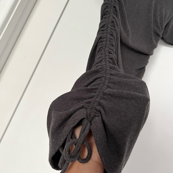 ZARA Gray Ribbed Ruched Mini Dress - Picture 2 of 3